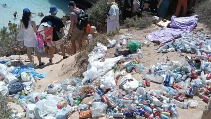 The mountain of rubbish left after the summer celebrations.