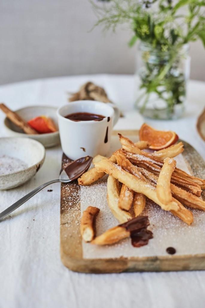 Churros with Hot Chocolate and Orange Blossom dip