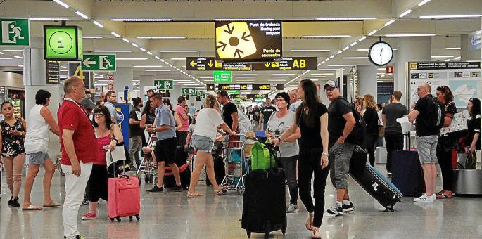 Passengers at Palma Son Sant Joan Airport, Mallorca