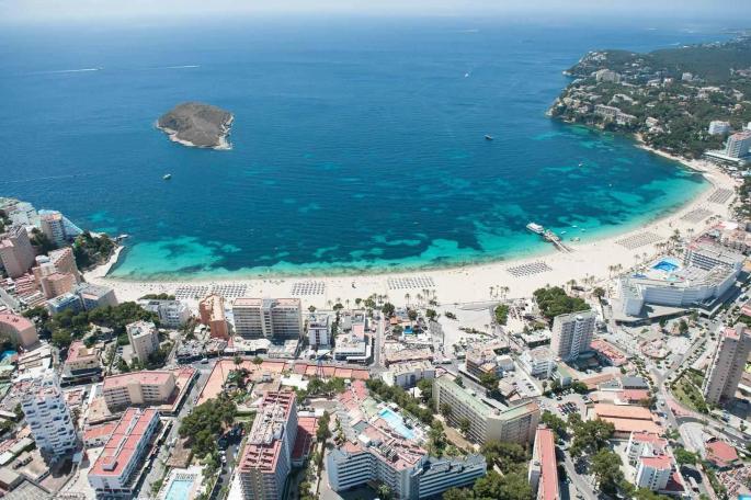 Aerial view of Magalluf and the beach