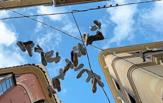 Shoes hanging in Palma