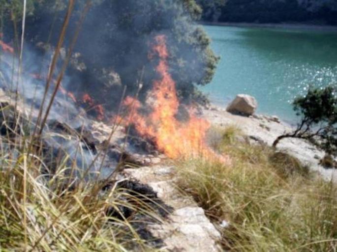 Fire near the Gorg Blau reservoir in Majorca.