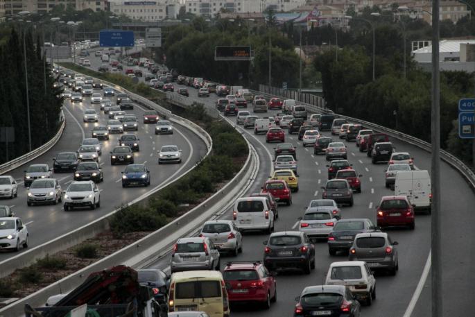 Traffic congestion on the Via Cintura in Palma, Mallorca