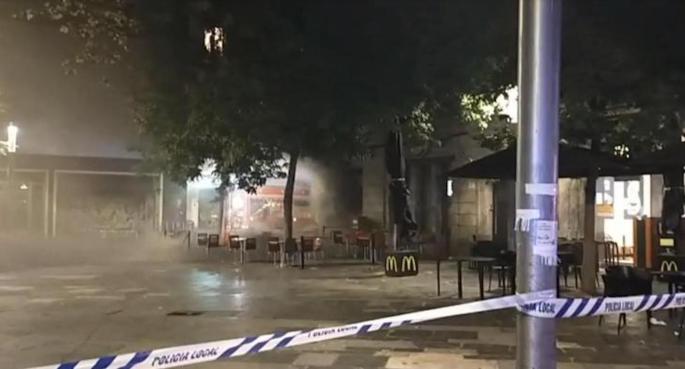 Burger King fire in Plaça d'Espanya, Palma.