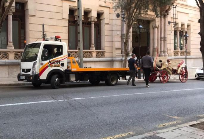 Carriage in Palma, Mallorca which had to be removed after the horse was withdrawn from service.