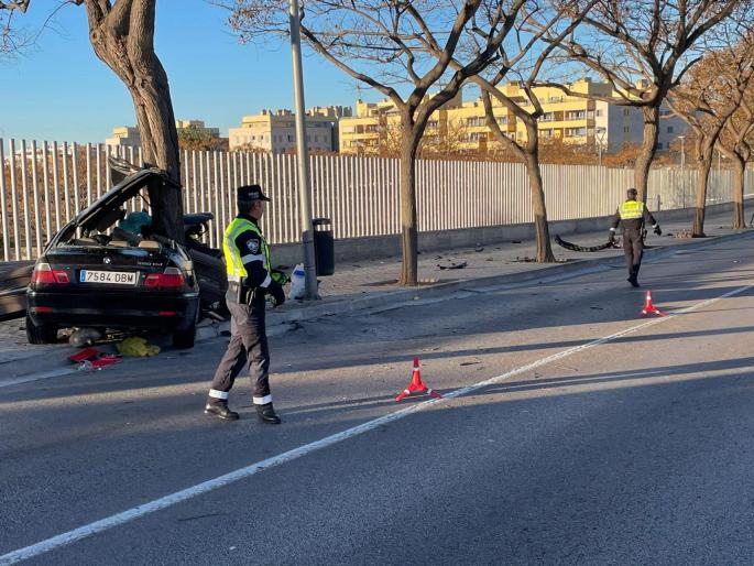 Police at the scene of a fatal road accident in Palma, Mallorca