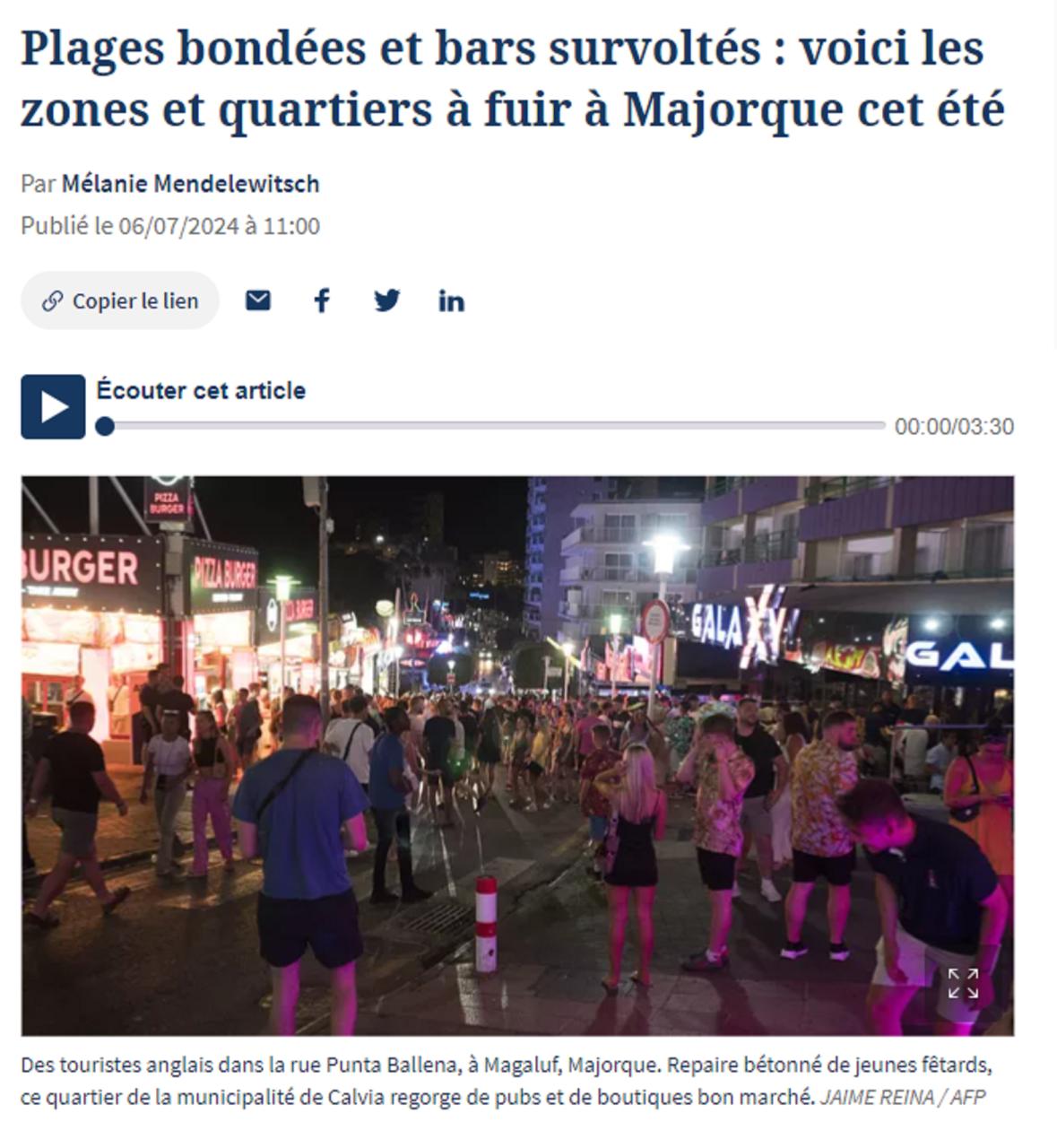 France’s guide to “areas and districts to avoid in Mallorca this summer” - Magalluf