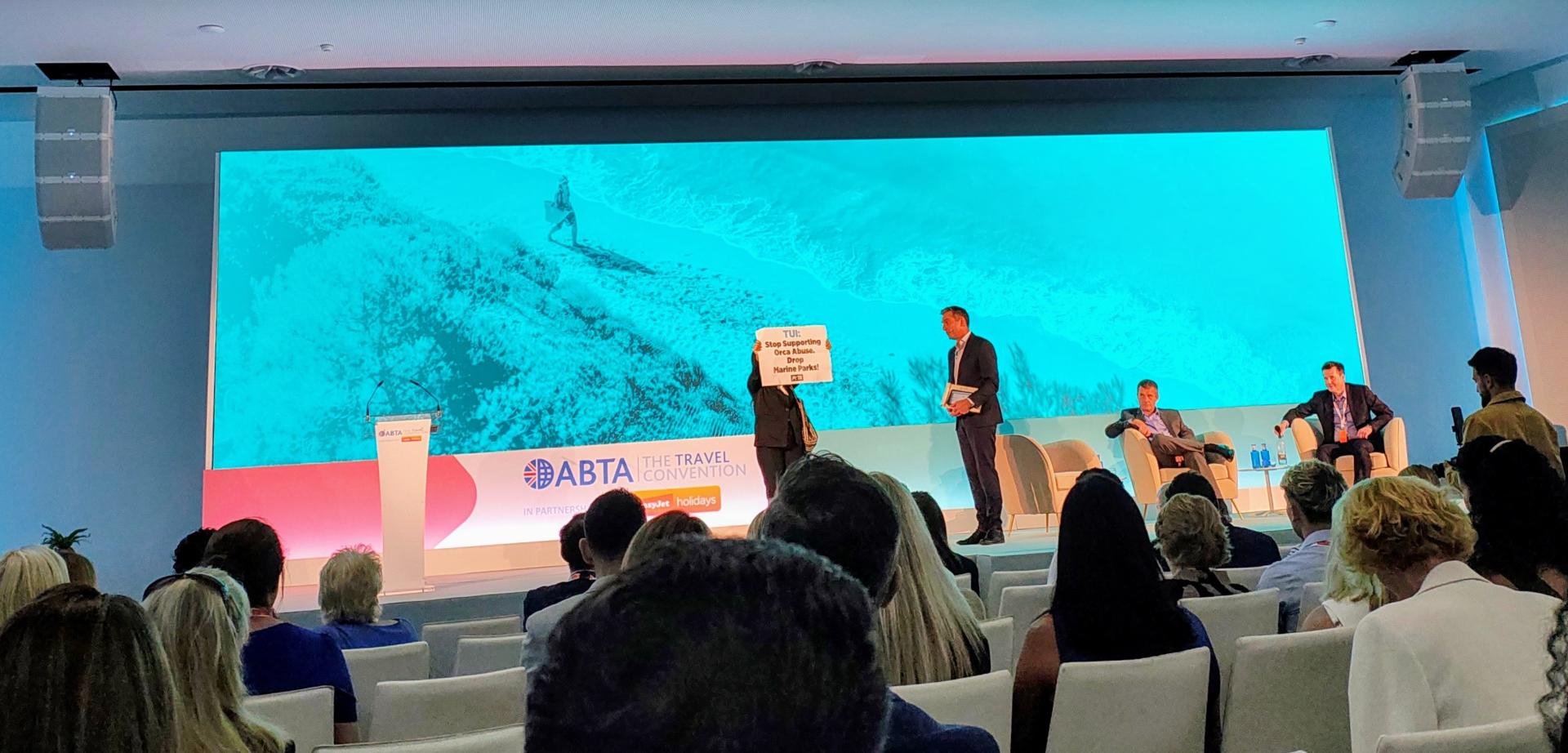 Marine Parks protest at ABTA convention in Magalluf, Mallorca