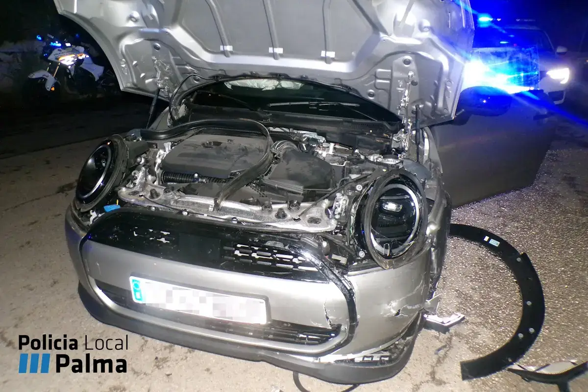 Car involved in a head-on collision in Palma, Mallorca