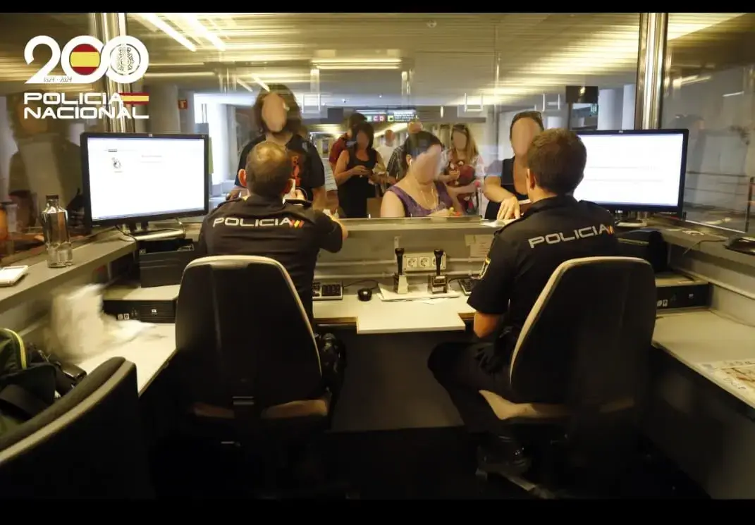National Police control at Palma Airport, Mallorca
