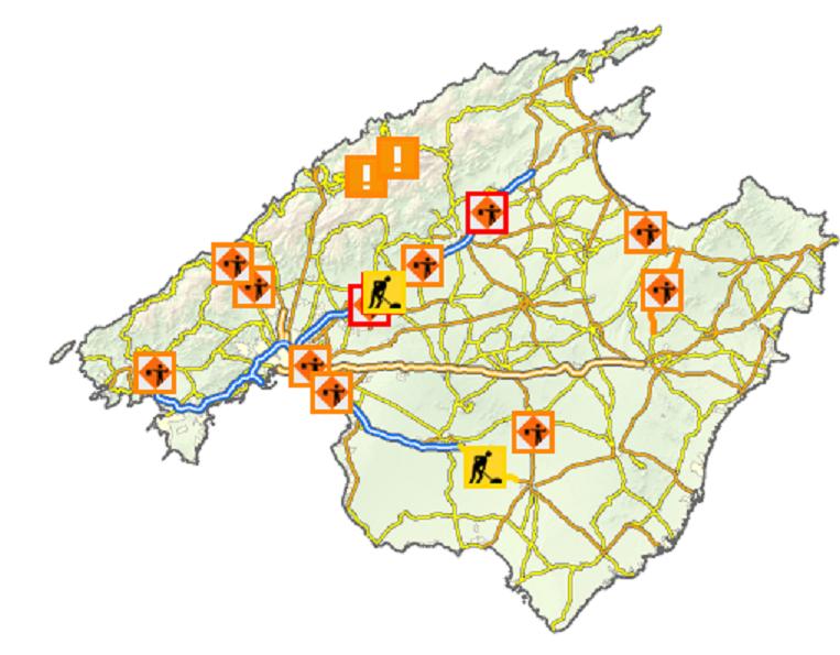 Roadworks map on Mallorca