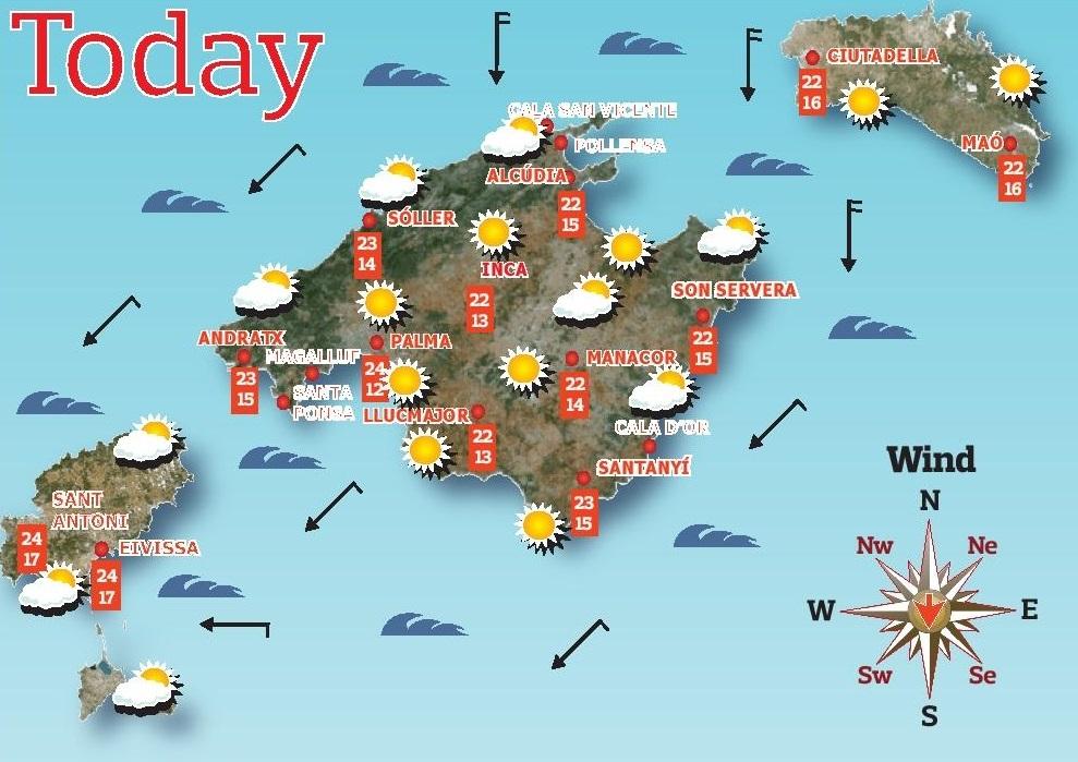 Weather for Friday, October 8 on the Balearic Islands