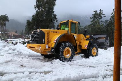 Roads still being cleared in the mountains of Mallorca.