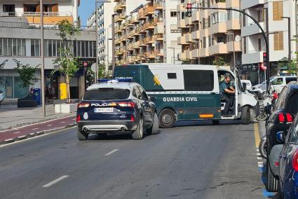 The hooded men attacked a Guardia Civil van.