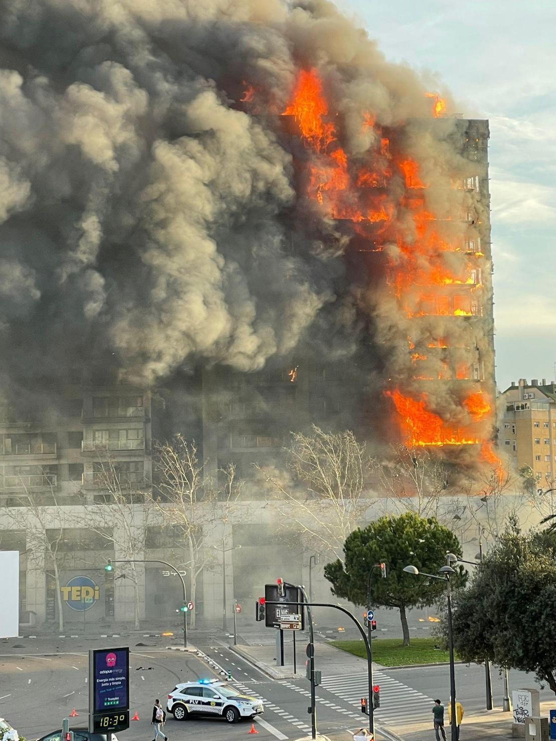 Shocking image of the burning building.