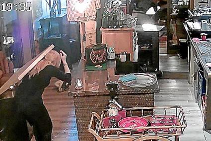 Security camera image during a violent incident in a restaurant in Playa de Palma, Mallorca