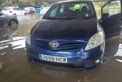 Damaged cars at the airport.