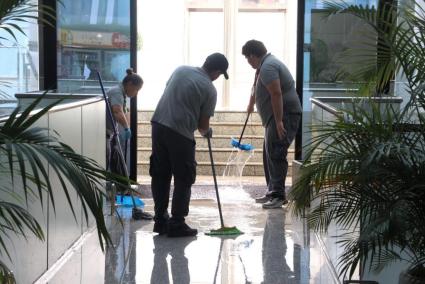 The flooding caused chaos at Palma airport.