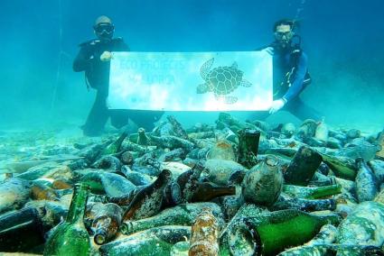 Bottles on the seabed in Mallorca