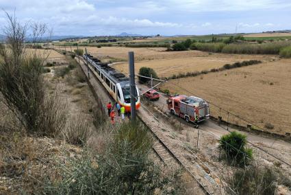 Image of the train affected by the rains in Mallorca