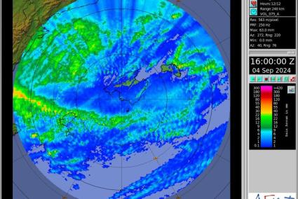 Radar for the Balearics at 4pm, Wednesday, 4 September