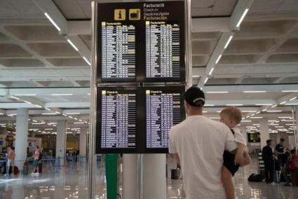 Airport information board in Palma, Mallorca