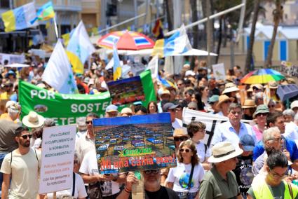 A demonstration calling for a change in the tourism model in the Canary Islands, in Las Palmas de Gran Canaria