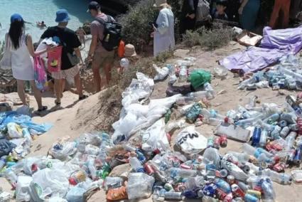 The mountain of rubbish left after the summer celebrations.