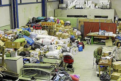 Material collected for refugees in storage in Inca.