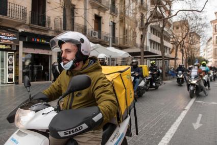 Delivery riders' protest in Palma, Mallorca