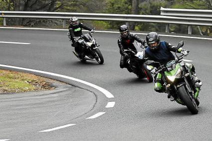 Motorbike riders in the Tramuntana Mountains, Mallorca