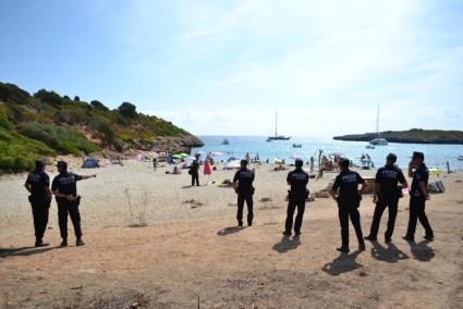 Local police officers at Cala Varques in Mallorca