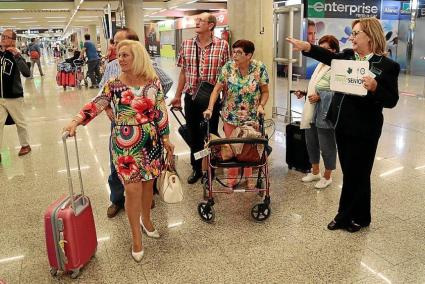 Mundosenior holidaymakers arriving in Palma on Monday.