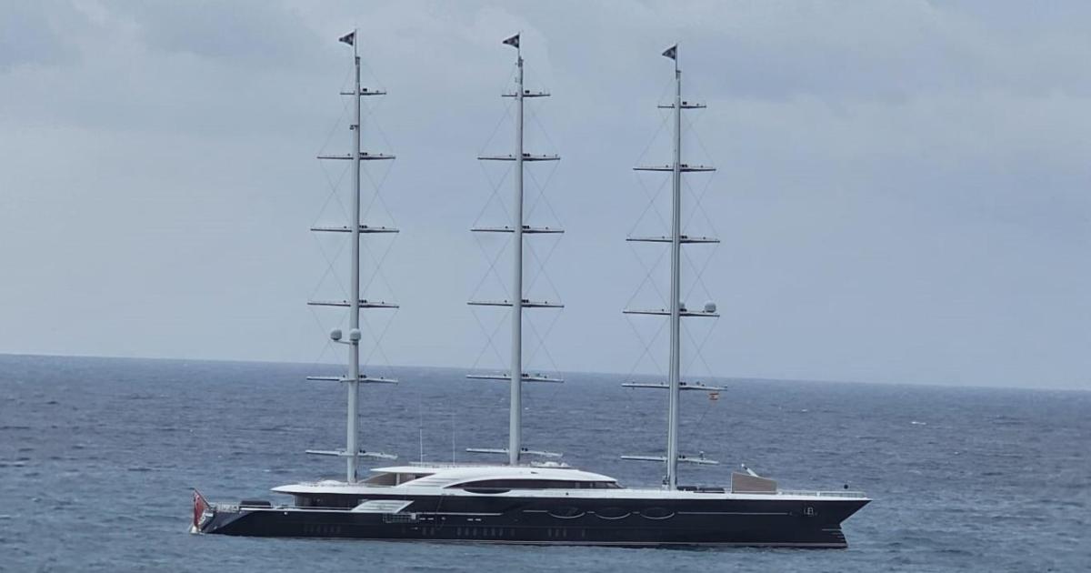 Black Pearl, the “greenest” yacht in the world, off Portals in